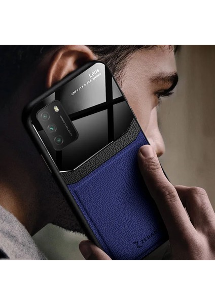Xiaomi Poco M3 Kılıf Zebana Lens Deri Kılıf Lacivert modelleri