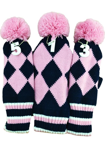 Woods Için 3pcs Sürücü Fairway Hediye Koruyucu Golf Şaft Koruyucu 1 3 5 Örme Pembe (Yurt Dışından)
