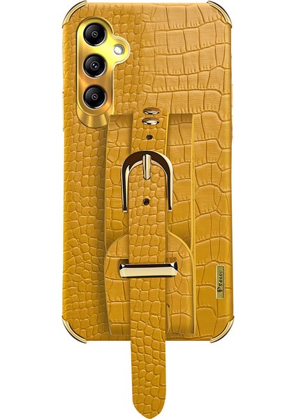 Samsung Galaxy A24 4g Bileklik Telefon Kapağı Timsah Doku Elektraplatma Pu Deri + Tpu Koruyucu Kılıf (Yurt Dışından)