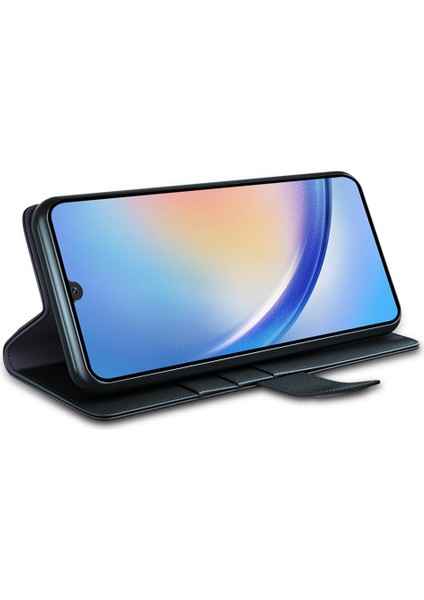 Samsung Galaxy A24 Için 4g Flip Stand Damla Geçirmez Kapak Orijinal Inek Deri Telefon Cüzdan Kılıfı (Yurt Dışından) modelleri