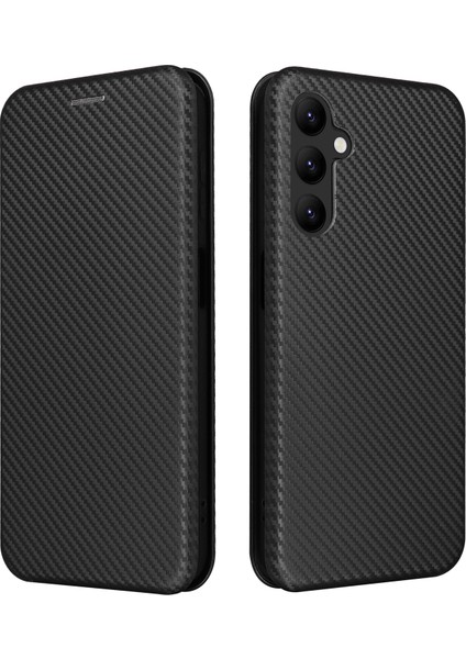 Samsung Galaxy A24 Için 4g Telefon Standı Pu Deri Kart Tutucu Karbon Fiber Doku Akıllı Telefon Kapağı (Yurt Dışından)