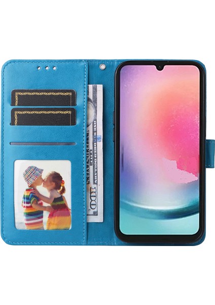 Samsung Galaxy A24 4g Için Deri Telefon Kılıfı, Stand Cüzdan Ayçiçeği Baskılı El Kayışı İle Kapak (Yurt Dışından)