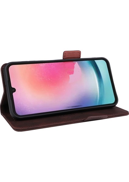 Samsung Galaxy A24 Için 4g Cep Telefonu Kılıf Donanım Dekoru Pu Deri Deri Stand Cüzdan Telefon Kapağı (Yurt Dışından)