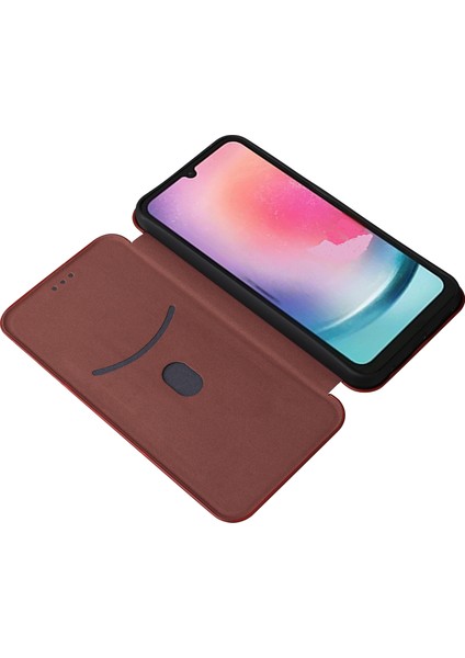Samsung Galaxy A24 Için 4g Telefon Standı Pu Deri Kart Tutucu Karbon Fiber Doku Akıllı Telefon Kapağı (Yurt Dışından) modelleri