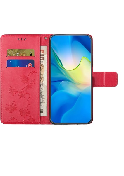 Samsung Galaxy A24 Için 4g Baskılı Kelebek Çiçek Telefon Kılıfı Pu Deri Cüzdan Stand Telefon Kapağı Kayış (Yurt Dışından)