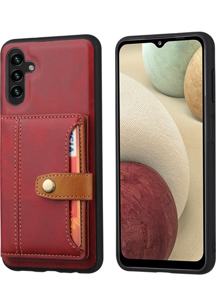 Samsung Galaxy A24 Için 4g Kickstand Card Yuvası Telefon Kılıfı Pu Deri + Tpu Buzağı Dokusu Çizelge Anti-Çizgi Kapağı (Yurt Dışından)