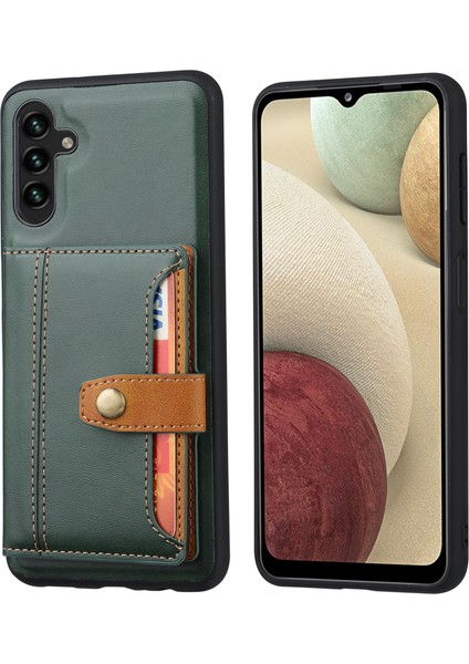 Samsung Galaxy A24 Için 4g Kickstand Card Yuvası Telefon Kılıfı Pu Deri + Tpu Buzağı Dokusu Çizelge Anti-Çizgi Kapağı (Yurt Dışından)