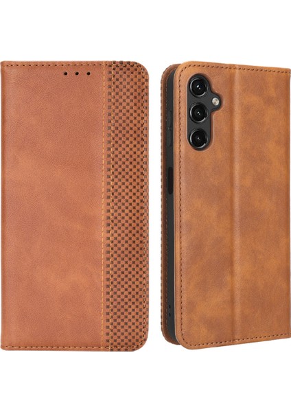 Samsung Galaxy A24 Için 4g Pu Deri Akıllı Telefon Kılıf Vintage Stand Cüzdan Anti-Drop Telefon Kapağı (Yurt Dışından)