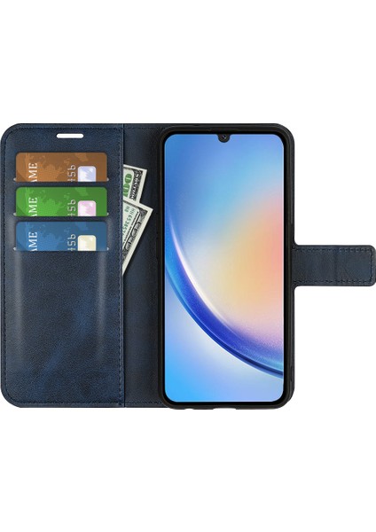 Samsung Galaxy A24 4g Deri Cüzdan Mobil Kılıf Buzağı Dokusu Kare Toka Çevirme Stand Kapağı (Yurt Dışından) modelleri