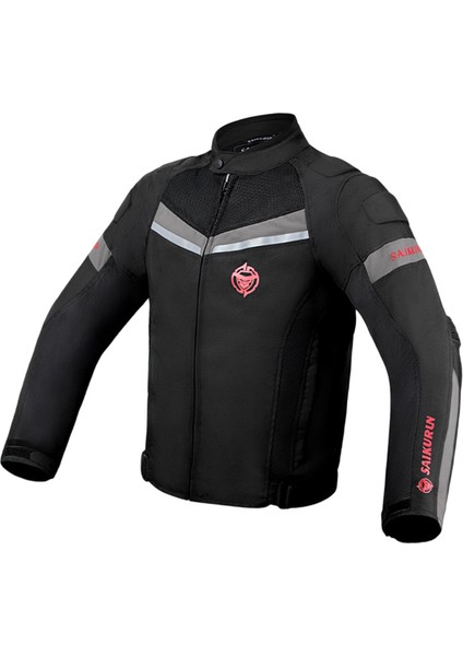 Nefes Alabilen Yarış Koruması İle Motosiklet Ceketi Motosikletçi Ceket Siyah Xxxl (Yurt Dışından)