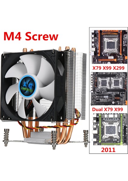 Yeni Aksesuarlar Cpu Soğutucu 4 Isı Boruları 4 Pin 7 Bıçaklı 90MM Fan Cpu Soğutma 2011 X79 X99 299 (Yurt Dışından)