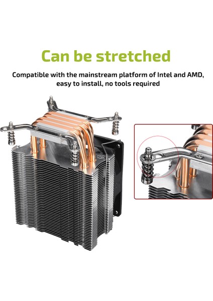 Laptop Aracı Cpu Soğutucu 4 Isı Boruları 4 Pin 7 Bıçak 90MM Fan Cpu Soğutma Fm2 Fm3 Amd3 Amd4 (Yurt Dışından)