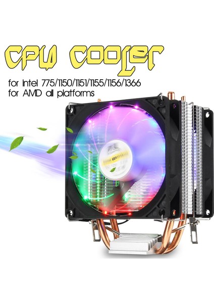 【smartchoice】 Lga 775 1155 1151 1150 1366 Amd Için Süper Sessiz LED Rgb Fan Cpu Soğutucu Isı Borusu (Yurt Dışından)