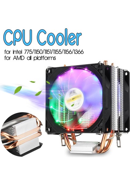【smartchoice】 Lga 775 1155 1151 1150 1366 Amd Için Süper Sessiz LED Rgb Fan Cpu Soğutucu Isı Borusu (Yurt Dışından)