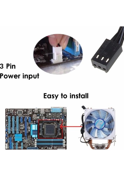 Laptop Aracı LED 3 Pin Bakır Cpu Soğutucu Fan Soğutucu Intel LGA775/1156/1155 Amd Am2/2+/3 (Yurt Dışından)