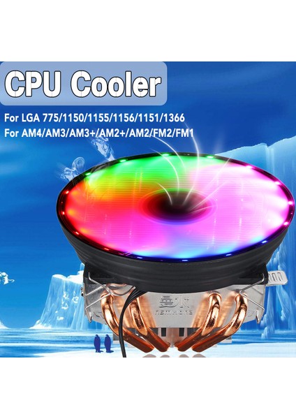 Bilgisayarlar Aracı Cpu Soğutucu 4 Isı Boruları 120MM 4 Pin LED Rgb Fan Lga 1155/1151/1150/1366 Amd Için (Yurt Dışından)