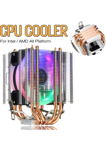 Bilgisayarlar Aracı Cpu Soğutucu 4 Isı Borusu 4pin LED Rgb Fan Intel Lga 775/1155/1156/1150/1366 Amd Için (Yurt Dışından)