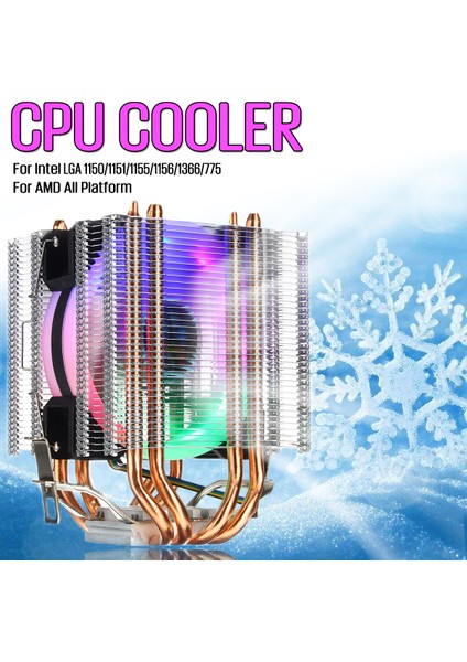 Bilgisayarlar Aracı Cpu Soğutucu 4 Isı Borusu 4pin LED Rgb Fan Intel Lga 775/1155/1156/1150/1366 Amd Için (Yurt Dışından)