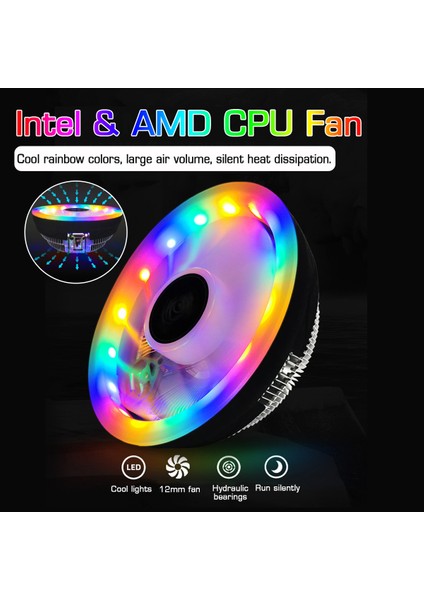 Dayanıklı Rgb LED Intel Cpu Soğutma Fanı Soğutucu 3pin 65W Altında Güç ile Cpu Için Fit (Yurt Dışından)