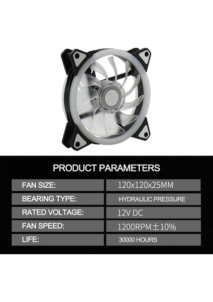 Rgb Kasa Fanı 12CM Soğutma Statik Fan Çift Diyaframlı Renk Değişen Güneş Tutulması Fanı (Yurt Dışından)