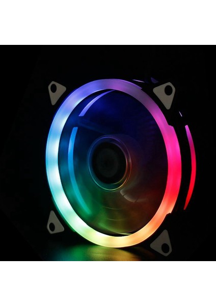 Rgb Kasa Fanı 12CM Soğutma Statik Fan Çift Diyaframlı Renk Değişen Güneş Tutulması Fanı (Yurt Dışından)