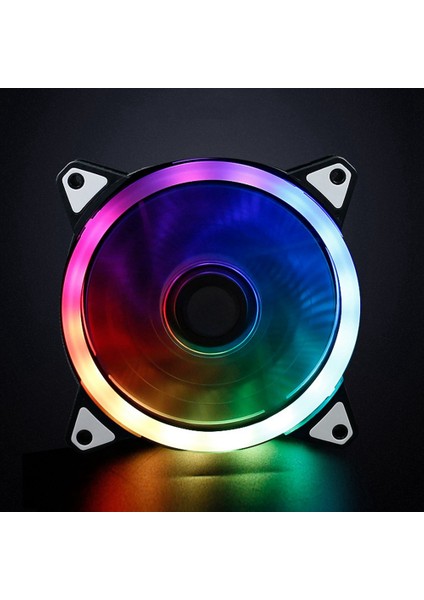 Rgb Kasa Fanı 12CM Soğutma Statik Fan Çift Diyaframlı Renk Değişen Güneş Tutulması Fanı (Yurt Dışından)