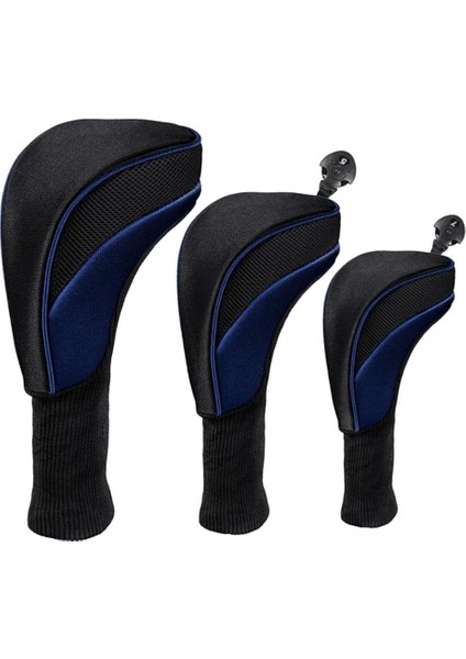 3x Mesh Golf Kapağı Uzun Boyun Sürücüsü Headcover Woods Mil Koruyucu Mavi (Yurt Dışından)