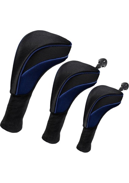 3x Mesh Golf Kapağı Uzun Boyun Sürücüsü Headcover Woods Mil Koruyucu Mavi (Yurt Dışından)