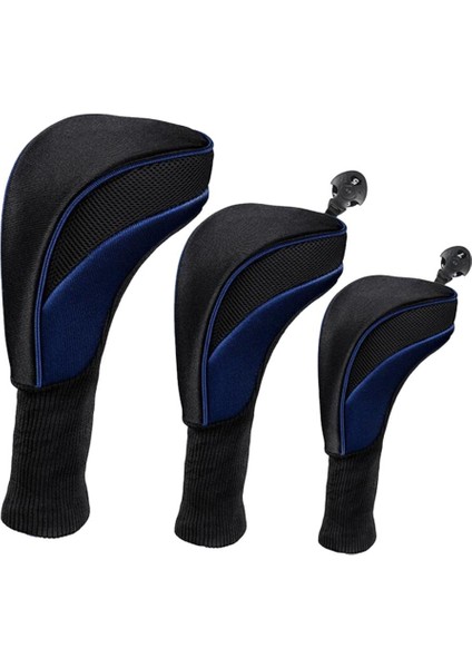 3x Mesh Golf Kapağı Uzun Boyun Sürücüsü Headcover Woods Mil Koruyucu Mavi (Yurt Dışından)