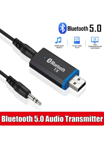 USB Bluetooth 5.0 Ses Dönüştürücü Adaptörü 3.5mm Aux Stereo Jakı Kulaklık Hoparlörü Için (Yurt Dışından)