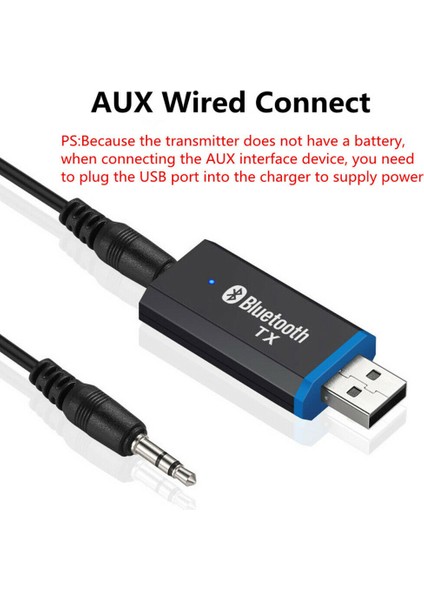 USB Bluetooth 5.0 Ses Dönüştürücü Adaptörü 3.5mm Aux Stereo Jakı Kulaklık Hoparlörü Için (Yurt Dışından)