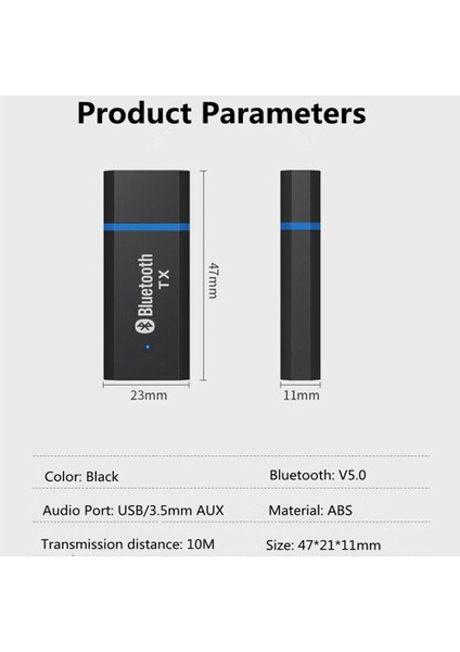 USB Bluetooth 5.0 Ses Dönüştürücü Adaptörü 3.5mm Aux Stereo Jakı Kulaklık Hoparlörü Için (Yurt Dışından)