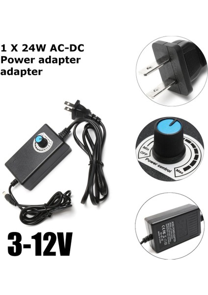 Yeni Araç Evrensel Ac/dc Güç Adaptörü 1-12V 2A Besleme Motoru Hız Kontrol Cihazı LED Dimmer (Yurt Dışından)