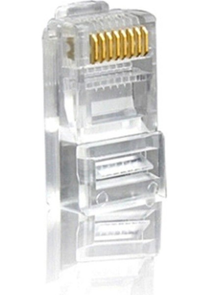 50X RJ45 CAT5E Cat6 Ağ Lan Patch Kablo Ucu Sıkma Fiş Konnektörü Gold Pimler - Şeffaf (Yurt Dışından)