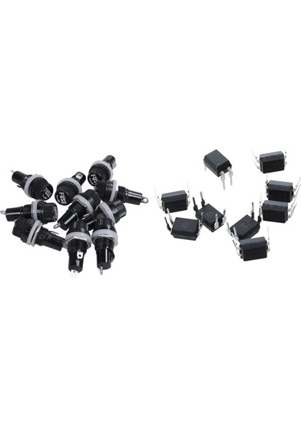 Beerıs 10 Adet 4 Dıp Optokuplör Ic 817C ve 10 Adet 10A Ac 250V 5mm X20MM Panel Montajlı Plastik Sigorta Tutucu Soket (Yurt Dışından)