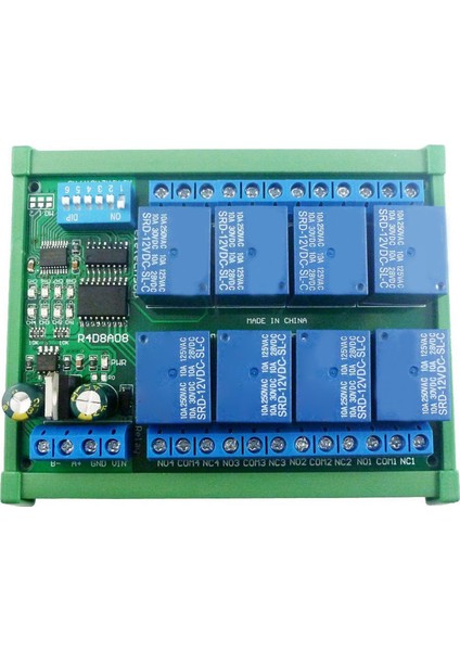 Rtu Protokolü Uzaktan Kumandası Için 12V 8-Kanal Katı Hal Röle Plc Genişletme Kartı (Dın Ray Kutulu R4D8A08-R) (Yurt Dışından)