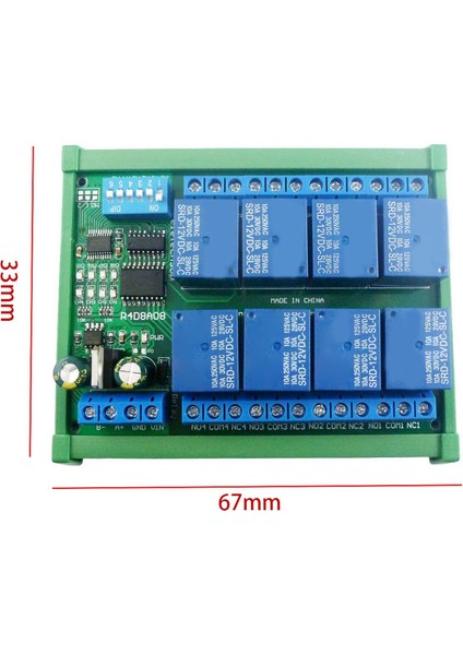 Rtu Protokolü Uzaktan Kumandası Için 12V 8-Kanal Katı Hal Röle Plc Genişletme Kartı (Dın Ray Kutulu R4D8A08-R) (Yurt Dışından)