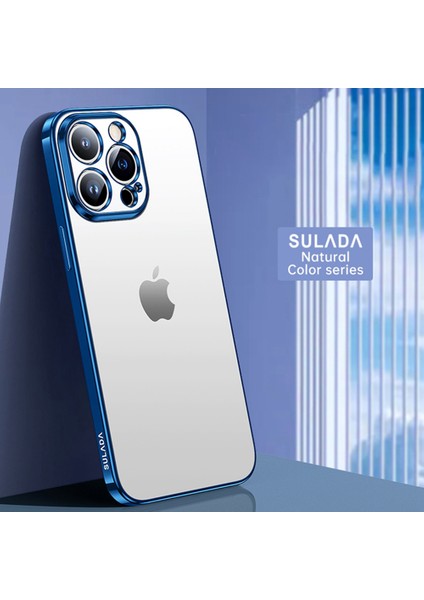 Sulada Nature Series Mat Telefon Kılıfı Apple iPhone 14 Pro Max 6.7 Inç, Ultra Ince Elektraplatma Yumuşak Tpu Arka Kapak Desteği Kablosuz Şarj - Mavi (Yurt Dışından)