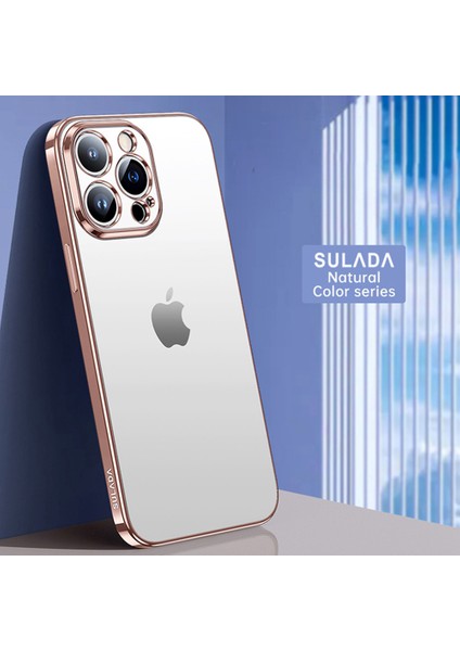 Sulada Nature Serisi Apple iPhone 14 Pro Max 6.7 Inç Için Mat Telefon Kasası, Ultra Ince Elektraplatma Yumuşak Tpu Arka Kapak Desteği Kablosuz Şarj - Pembe (Yurt Dışından)