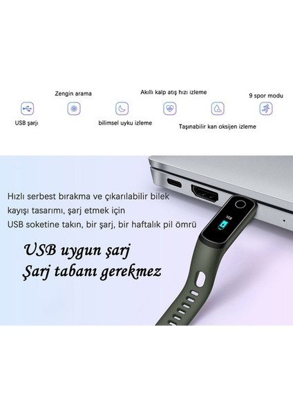 Topone Honor Akıllı Bileklik Nabız Tansiyon Izleme Bilekliği 5i Renkli Kadran USB Şarjlı Spor Saati () (Yurt Dışından)