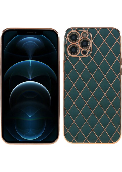 Apple iPhone 14 Pro 6.1 Inç Düz Kenar Eşkenar Dörtgen Desen Hassas Kesim Tpu Kapak Elektrapulat Telefon Kılıfı - Yeşil (Yurt Dışından)