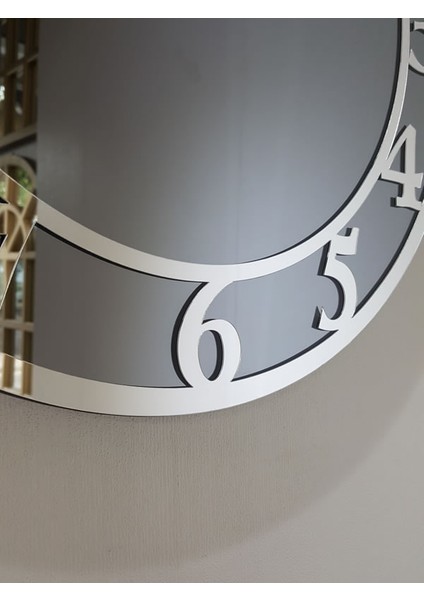 Silver Matris Smoked Model Gümüş Füme Renk 50 Cm Dekoratif Aynalı Duvar Saati
