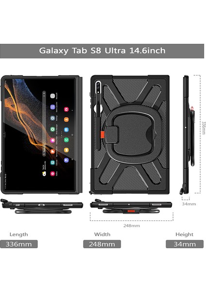 Samsung S8 Ultra 14.6 X900/X906 Döner Braket Düşmeyi Önleyici Tablet Kabuğu Klavyeye Bağlanabilir (Yurt Dışından)