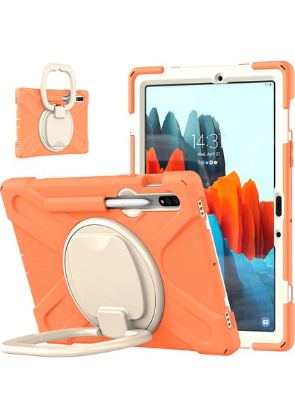 Samsung S7 T870 Tablet Pc Koruyucu Kabuk Düşmeye Dayanıklı Çok Fonksiyonlu Döner Braket Koruyucu Kabuk Samsung S8 X700 (Yurt Dışından)