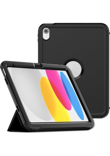 iPad 10. Için 10.9" Üçe Katlama Standlı Üç Katmanlı Paramparça Olmayan Tablet Kılıfı (Yurt Dışından)