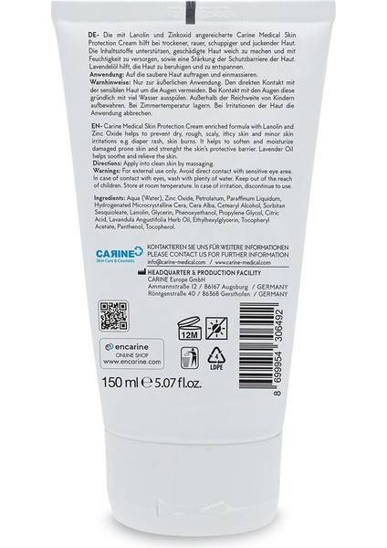 Carıne Cilt Koruma Kremi 150 ml