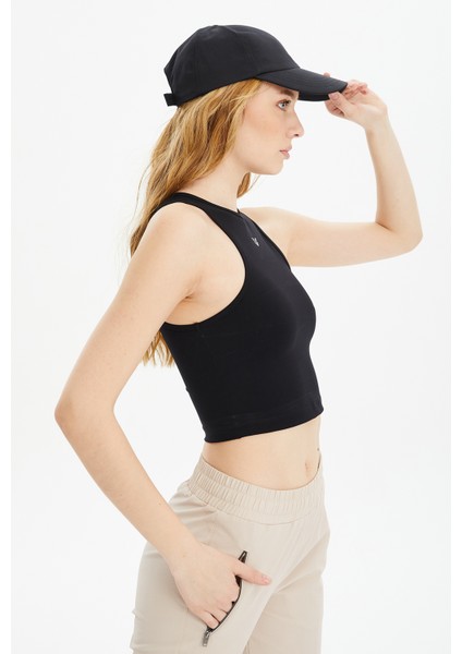 Kadın Siyah Fitness Antrenman Sporcu Düz Renk Göbek Üstü Kısa Sıfır Kol Atlet Tişört 0603 fırsatları