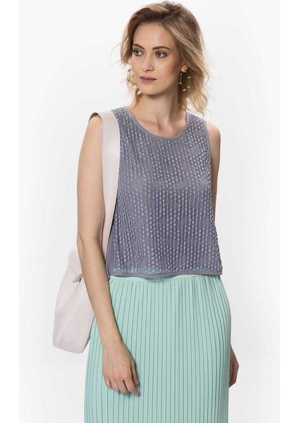 Sırt Detaylı Kadın Bluz Gri Y1713120_004