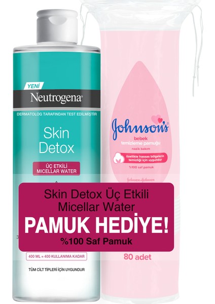 Skin Detox Micellar Water 400ml + Johnson's Pamuk Hediye