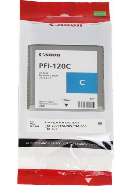 Feyza Bilişim PFI-120 C (Cyan) Mavi Plotter Orijinal Mürekkep Kartuş 130 Ml. (2886C001)